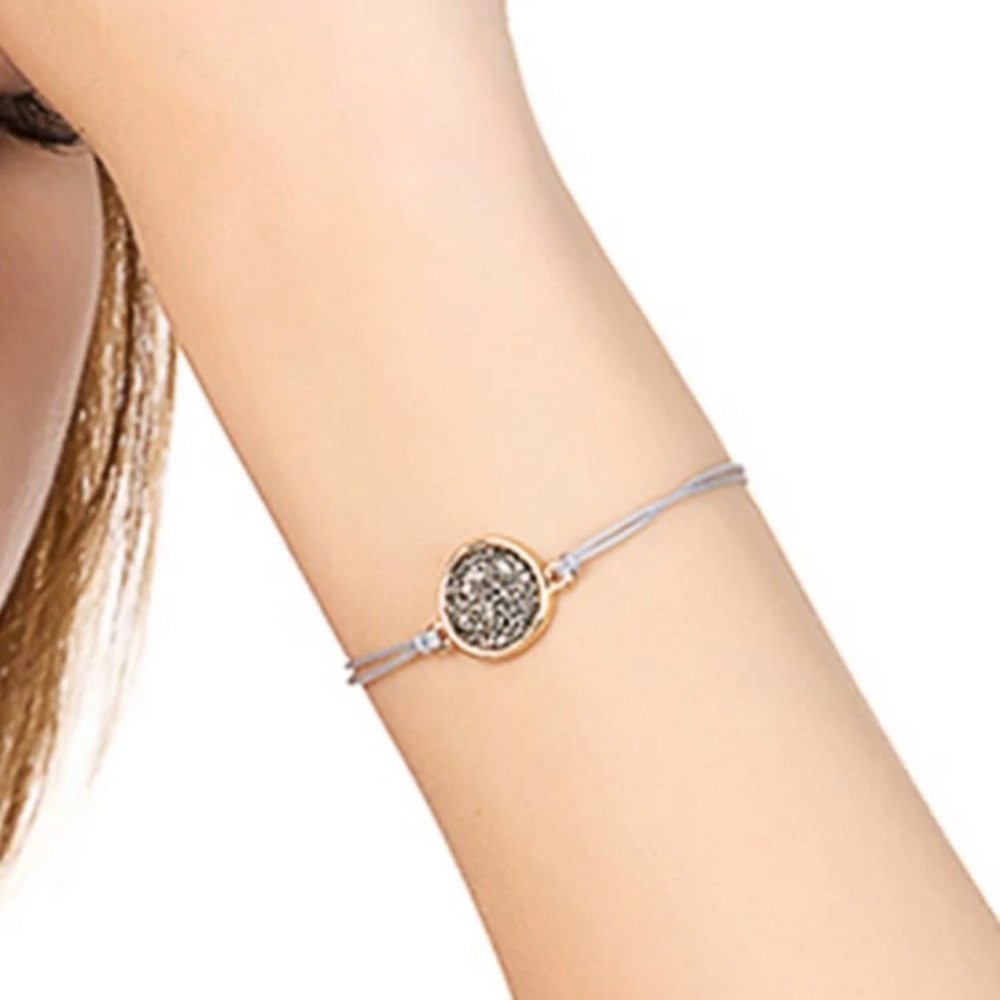 Gold & Gray Druzy String Bracelet - Picture 3 of 4